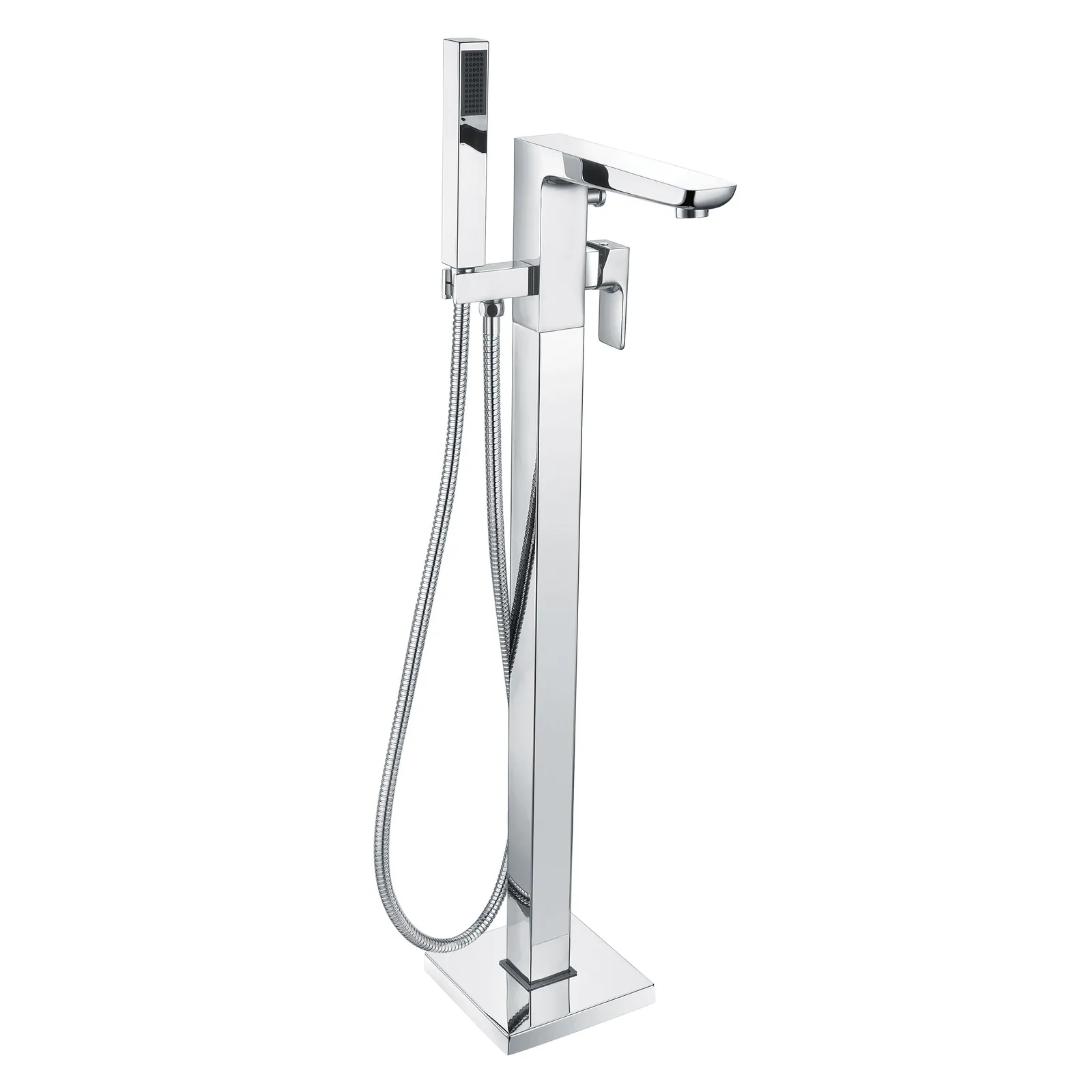 Dash Floor Mounted Single Lever Bath Shower Mixer With Kit Chrome Plated in Chrome