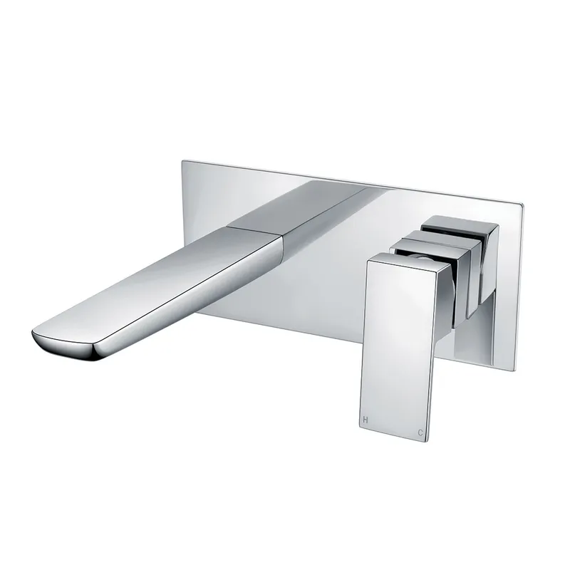 Dash Single Lever Wall Mounted Basin Mixer With Spout Chrome Plated in Chrome