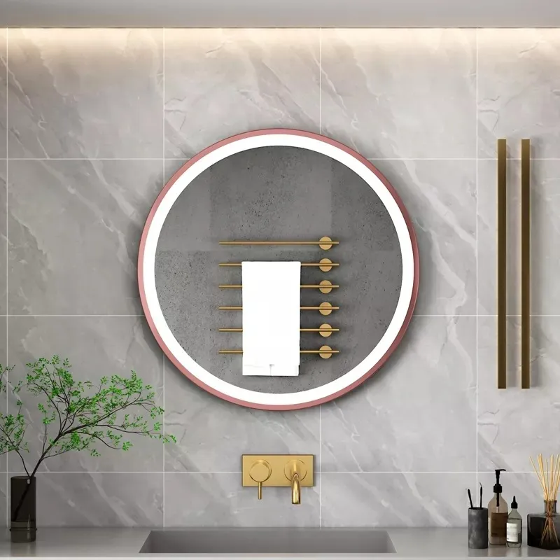 Enzo Brushed Rose Gold Framed LED round mirror EBRG-500 in Brushed Rose Gold