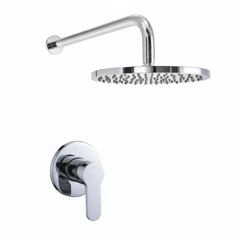Flora Concealed Chrome Plated single lever manual mixer With Overhead shower pack in Chrome