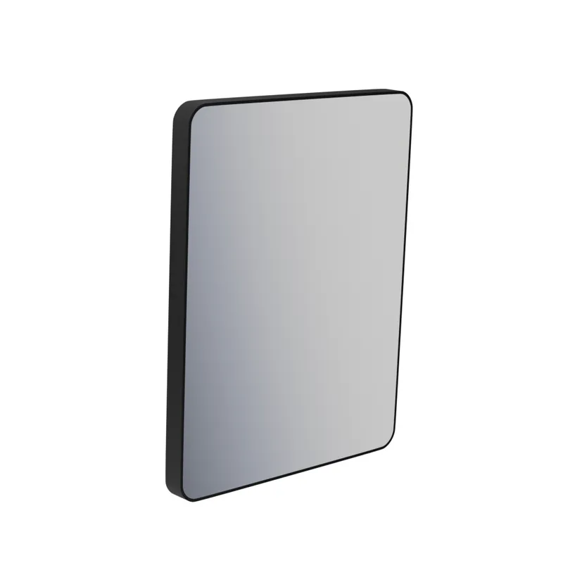 Frame Matt Black Bathroom rounded corner Mirror Rounded 500x600mm in Matt Black
