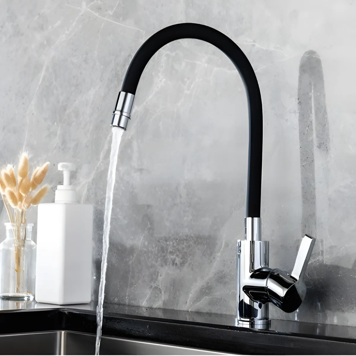 Grace Single Lever Kitchen Mixer- (Black) in Black