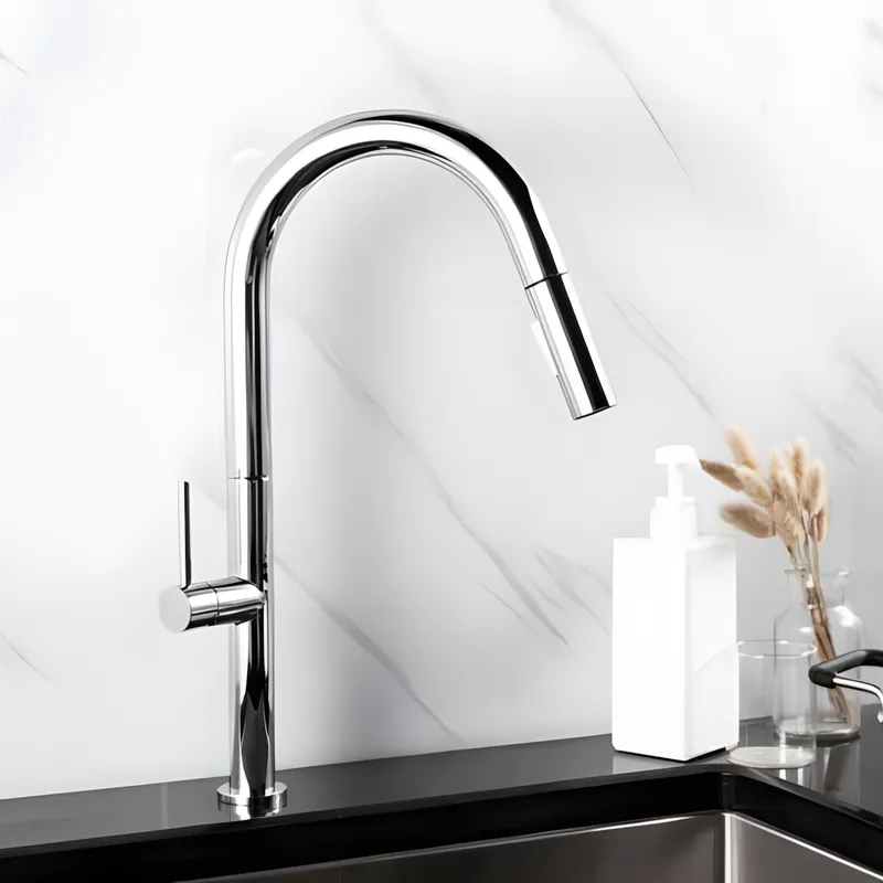 Grace Single Lever Kitchen Mixer Chrome Plated in Chrome