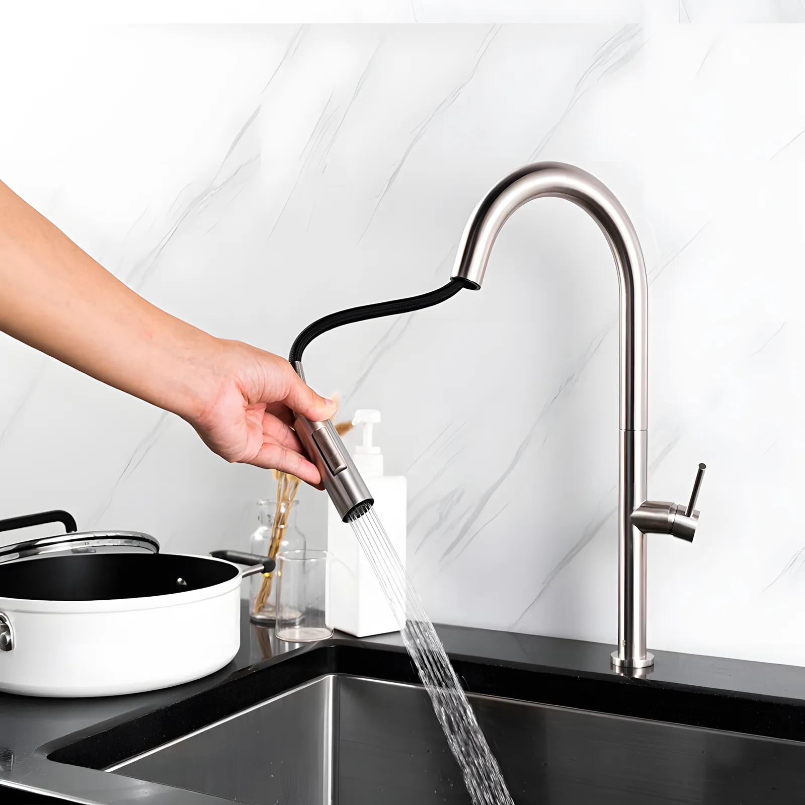 Grace Single Lever Kitchen Mixer Chrome Plated in Chrome - photograph 4