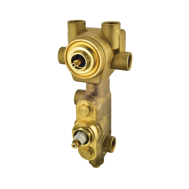 In-wall Body of Thermostatic Shower Mixer with 4-way diverter in Raw Brass (concealed)
