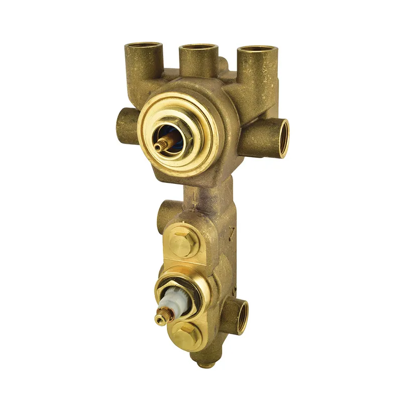 In-wall Body of Thermostatic Shower Mixer with 5-way diverter in Raw Brass (concealed)