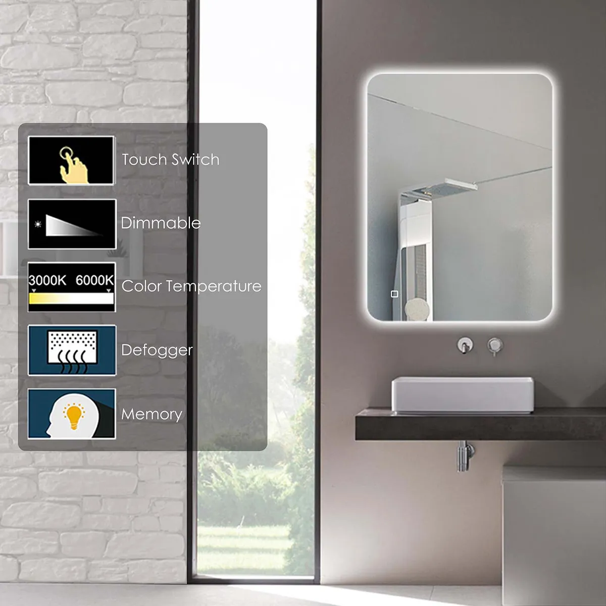 Intense Led rounded corner Mirror 400 in default