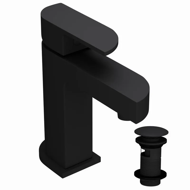 Jaquar Alive Black Matt Single Lever Basin Mixer Includes Compatible click clack waste in Black Matt
