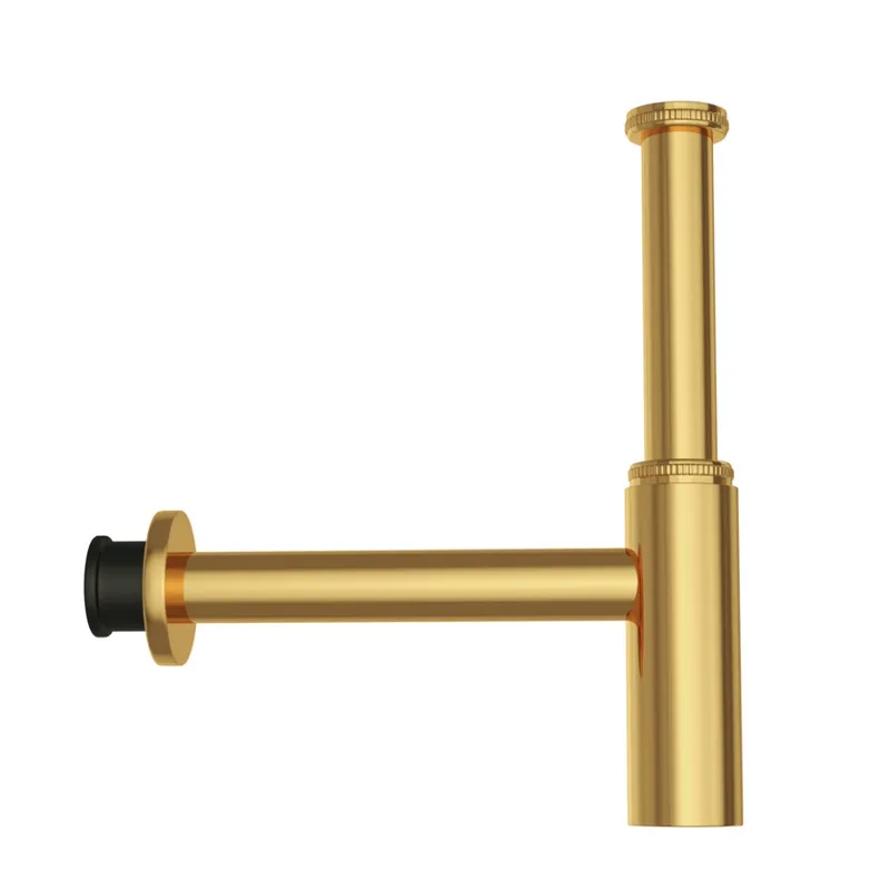 Jaquar Allied Bottle Trap with 250mm & 190 mm Long Wall Connection Pipes & Wall Flange Gold Bright PVD in Gold Bright