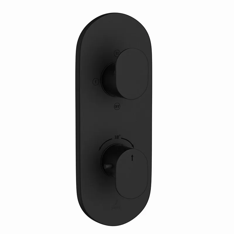 Jaquar Black Matt Opal Prime 2 Outlet Thermostatic Shower Mixer in Black Matt