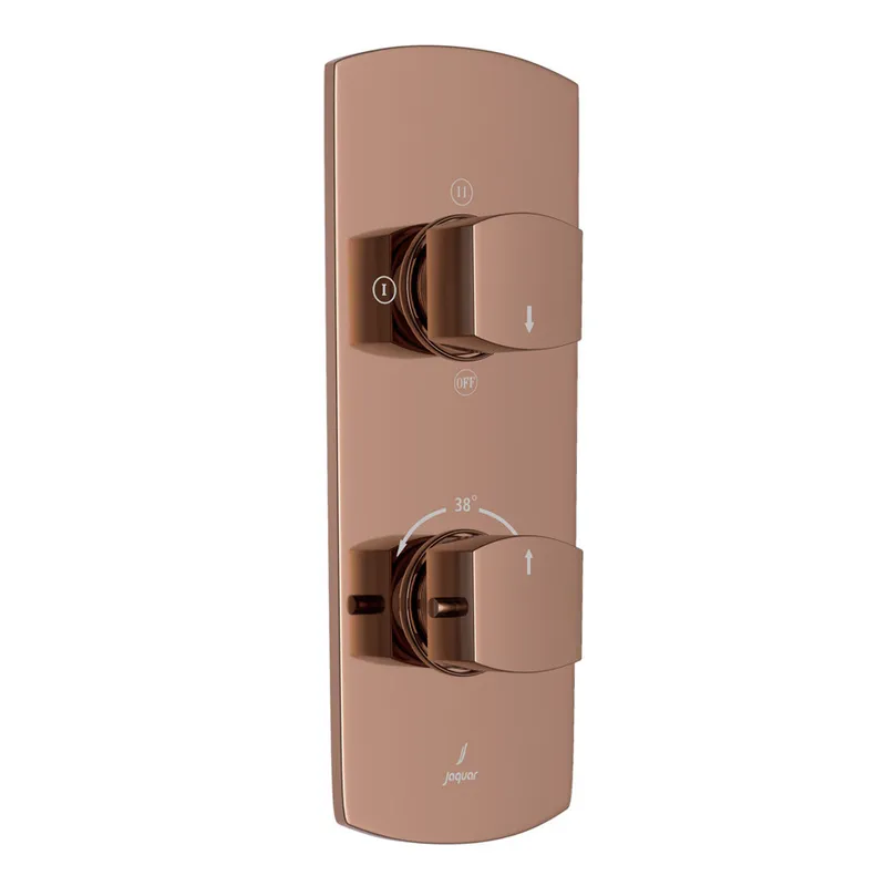 Jaquar Blush Gold PVD Kubix Prime Aquamax 3 Outlet Thermostatic Shower Mixer in Blush Gold
