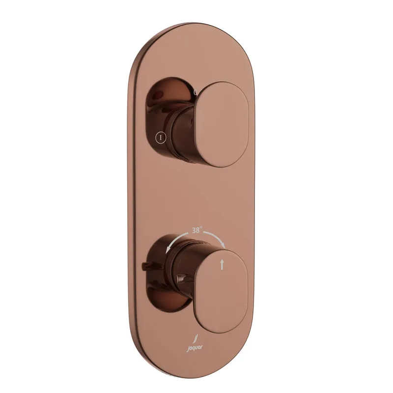 Jaquar Blush Gold PVD Opal Prime 2 Outlet Thermostatic Shower Mixer in Blush Gold