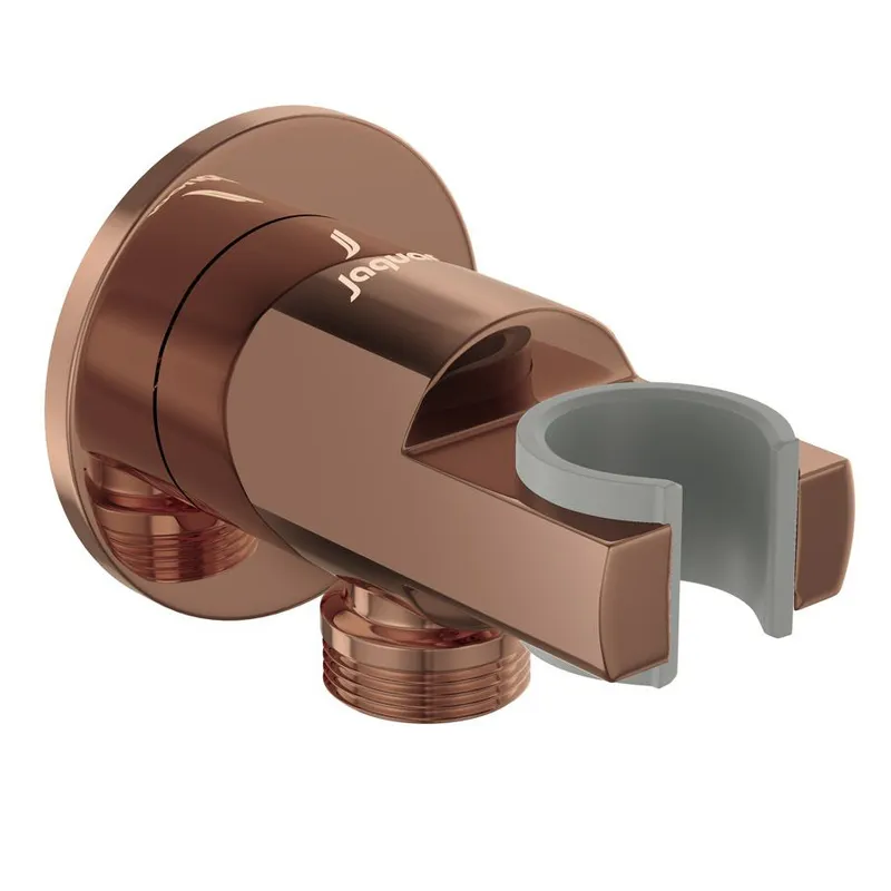Jaquar Blush Gold PVD Round Wall Outlet with Handset Holder in Blush Gold