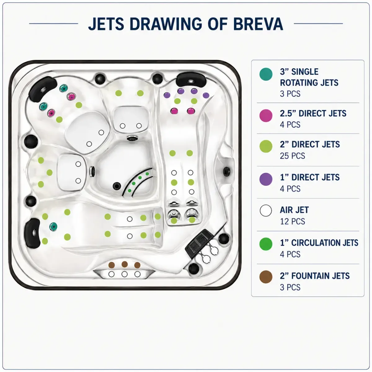 Jaquar Breva SPA 5 seater, Shell Colour-Pearl Blend With Bluetooth, UV,LED Aromatherapy in Coffee Brown - photograph 5