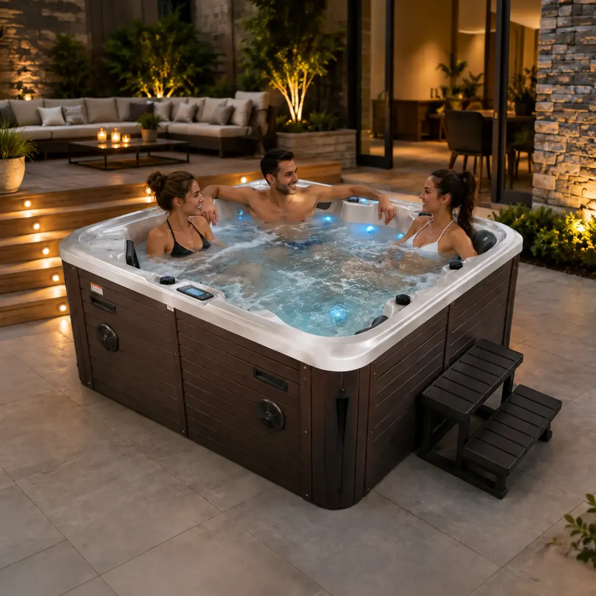 Jaquar Breva SPA 5 seater, Shell Colour-Pearl Blend With Bluetooth, UV,LED Aromatherapy in Coffee Brown - photograph 6
