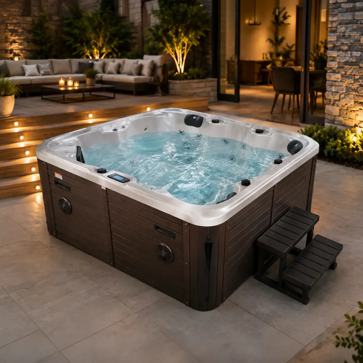 Jaquar Breva SPA 5 seater, Shell Colour-Pearl Blend With Bluetooth, UV,LED Aromatherapy in Coffee Brown - photograph 7
