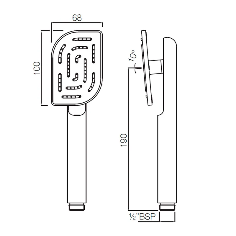 Technical drawing for Jaquar Chrome Alive Maze Single Function Hand Shower