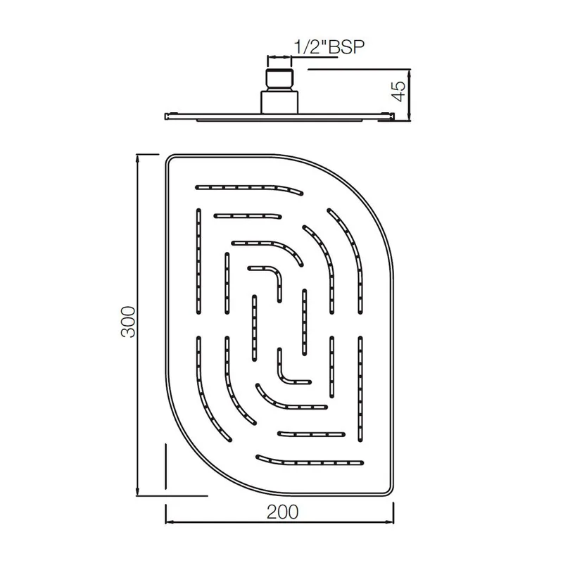 Technical drawing for Jaquar Chrome Alive Maze Single Function Showerhead