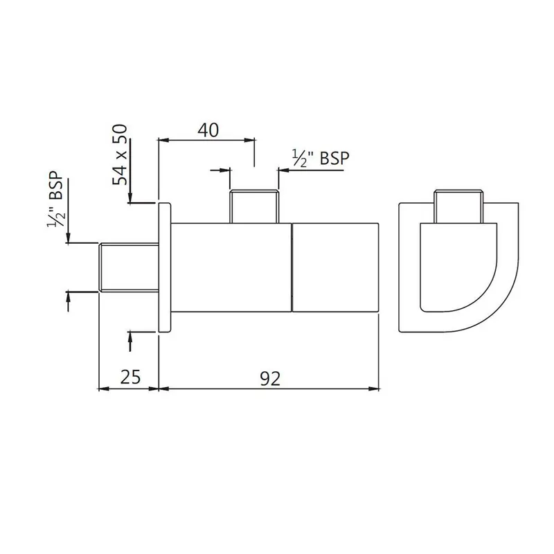 Technical drawing for Jaquar Chrome Alive Wall Mounted Stop Valve