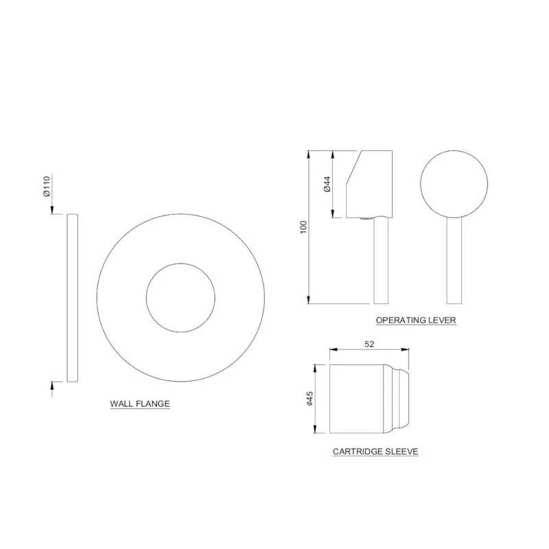 Technical drawing for Jaquar Chrome Florentine Single Lever Exposed Parts Kit of Deusch Mixer
