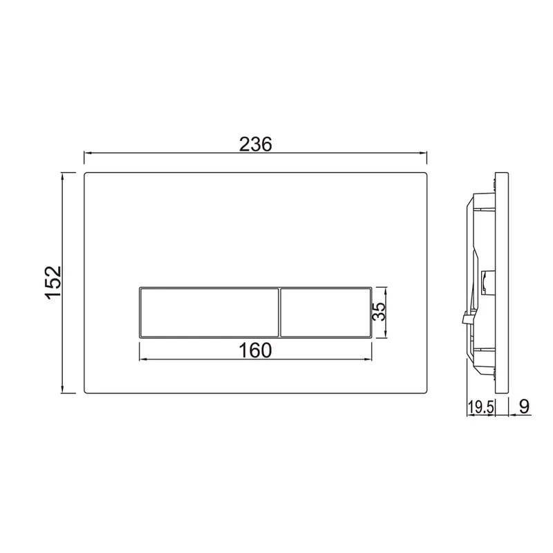 Technical drawing for Jaquar Chrome Kubix Prime Control Plate