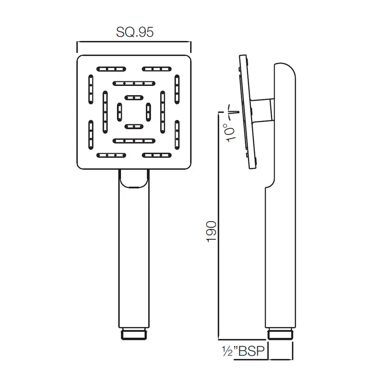 Technical drawing for Jaquar Chrome Kubix Prime Maze Single Function