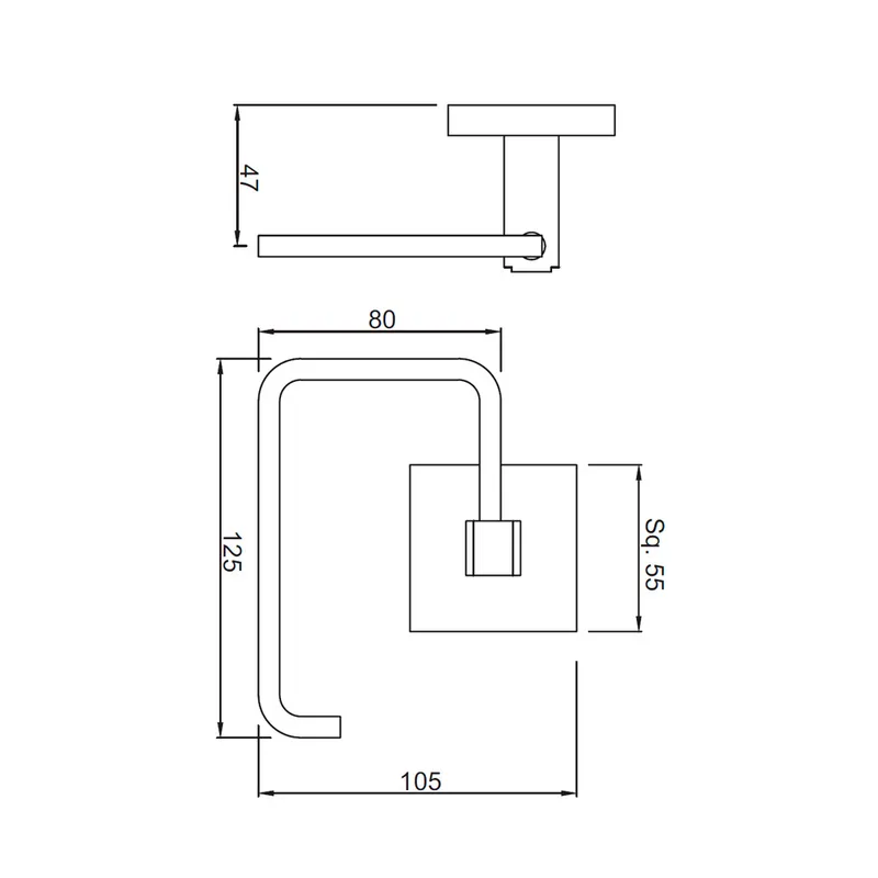 Technical drawing for Jaquar Chrome Kubix Prime Toilet Roll Holder
