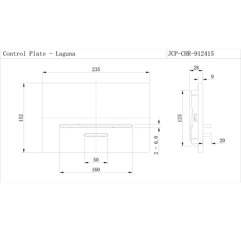Technical drawing for Jaquar Chrome Laguna Control Plate