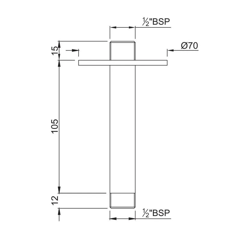 Technical drawing for Jaquar Chrome Round Ceiling Shower Arm