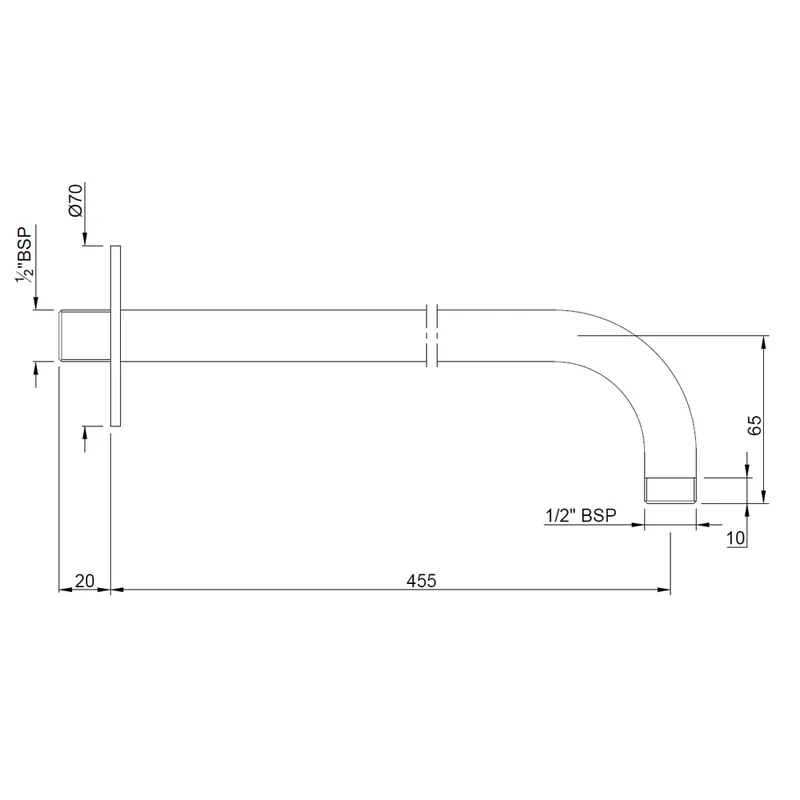 Technical drawing for Jaquar Chrome Opal Prime Round Shower Arm