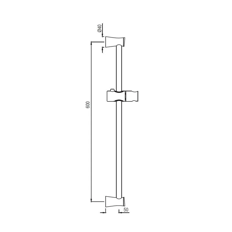 Technical drawing for Jaquar Chrome Sliding Rail With hand Shower Holder