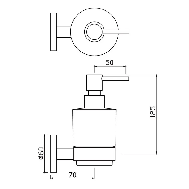 Technical drawing for Jaquar Chrome Soap Dispenser With Glass Bottle