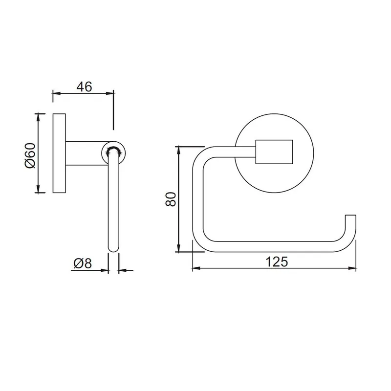 Technical drawing for Jaquar Chrome Toilet Roll Holder