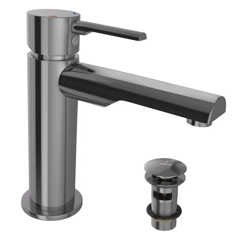 Jaquar Florentine Black Chrome Prime Mono Basin Mixer Includes Compatible click clack waste in Black Chrome