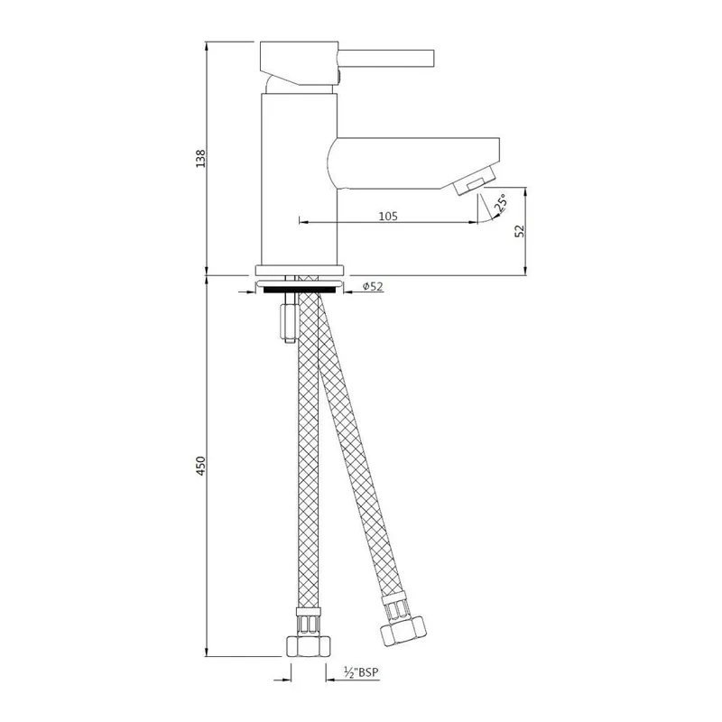 Technical drawing for Jaquar Florentine Chrome Single Lever Basin Mixer