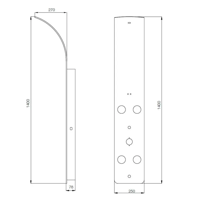 Technical drawing for Jaquar Glassy White Shower Panel White Tempered Glass
