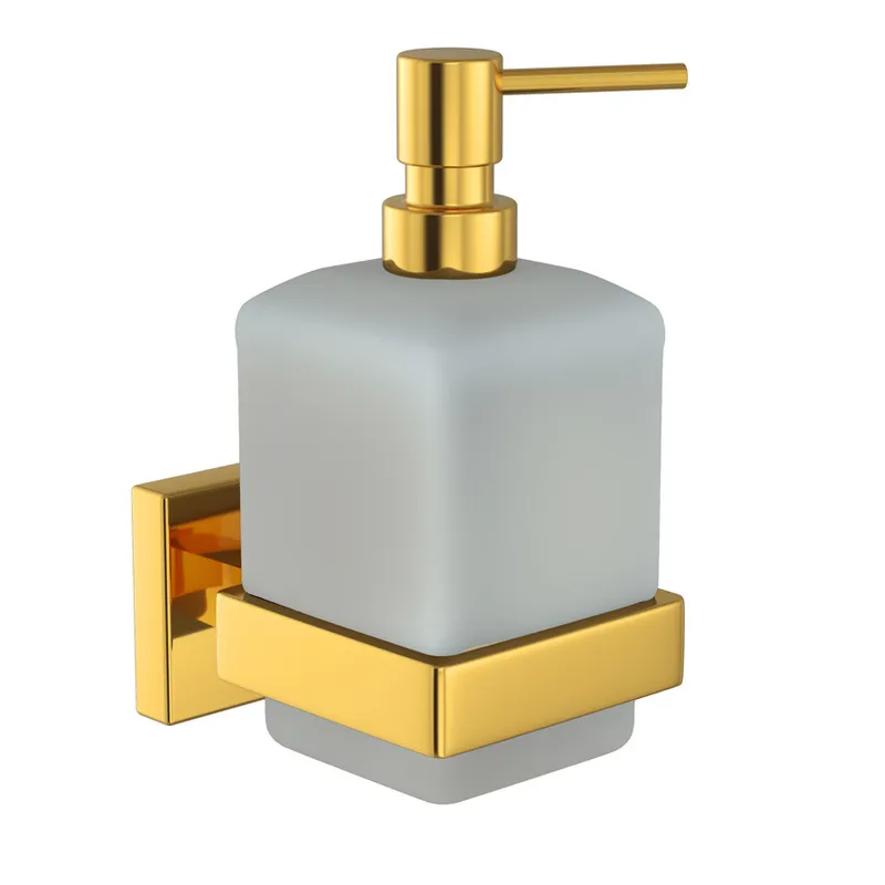 Jaquar Gold Bright PVD Kubix Prime Soap Dispenser in Gold Bright