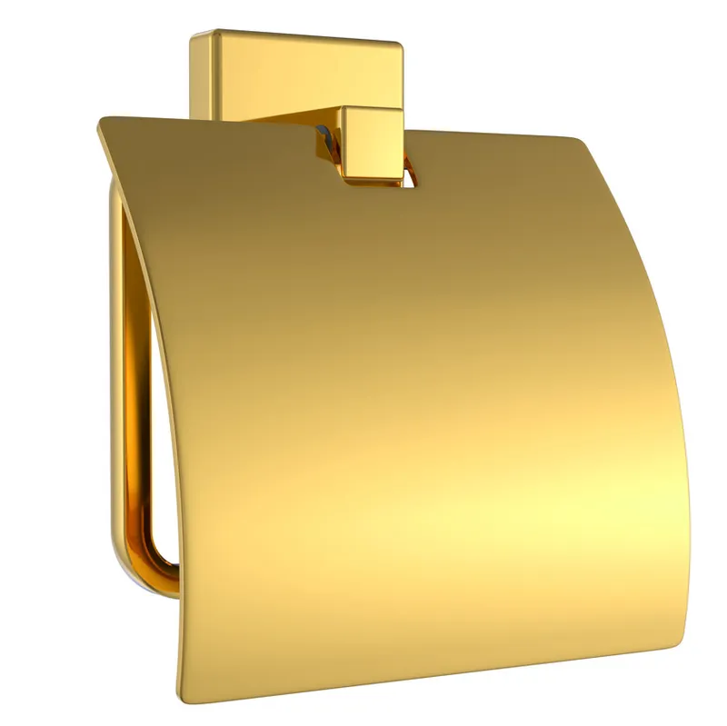 Jaquar Gold Bright PVD Kubix Prime Toilet Paper Holder in Gold Bright