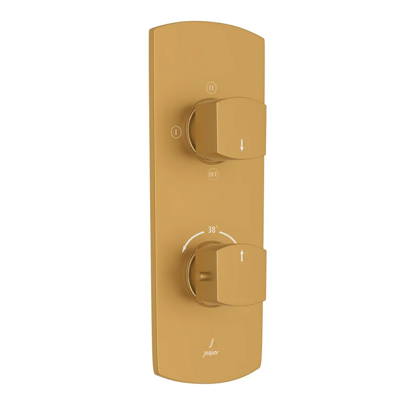 Jaquar Gold Matt PVD Kubix Prime Aquamax 3 Outlet Thermostatic Shower Mixer in Gold Matt