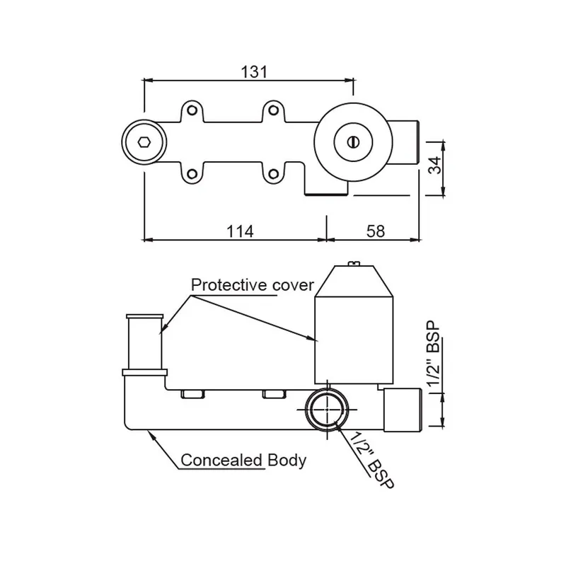 Technical drawing for Jaquar In-wall Body of 2 Hole Wall Mounted Basin Mixer