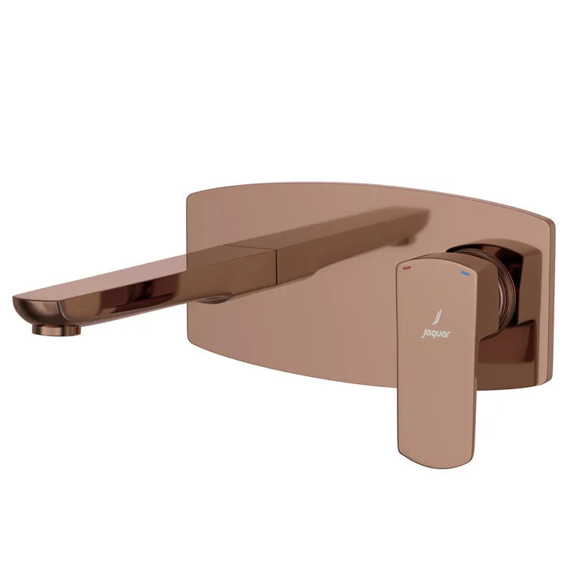 Jaquar Kubix Blush Gold PVD Prime 2 Hole Wall Mounted Basin Mixer in Blush Gold