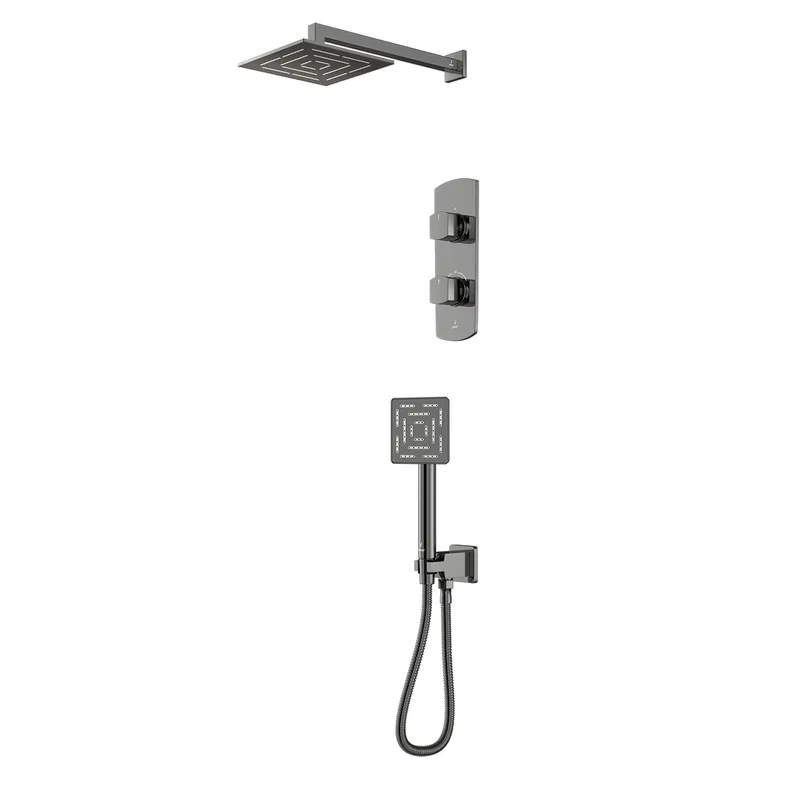 Jaquar Kubix Prime Black Chrome Combo of Aquamax Thermostatic Shower mixer in Black Chrome