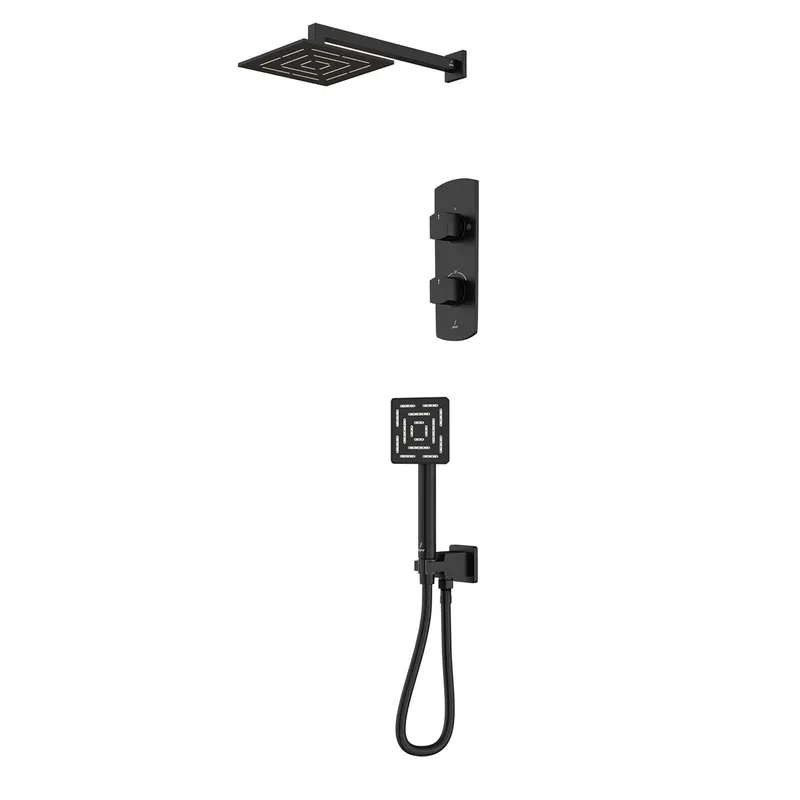 Jaquar Kubix Prime Black Matt Combo of Aquamax Thermostatic Shower mixer in Black Matt