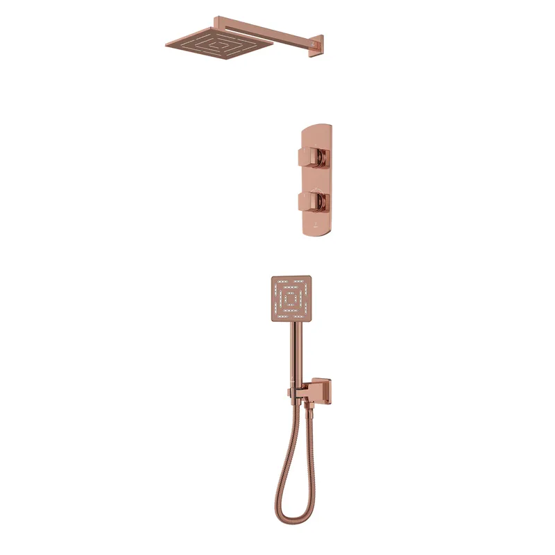 Jaquar Kubix Prime Blush Gold PVD Combo of Aquamax Thermostatic Shower mixer in Blush Gold