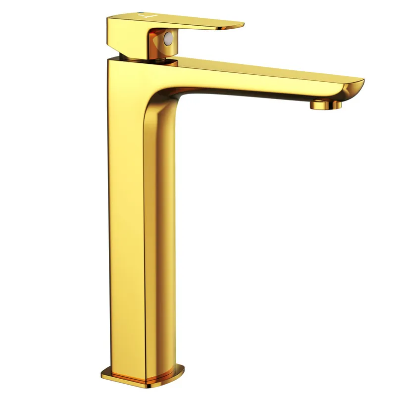 Jaquar Kubix Prime Gold Bright PVD Extended Mono Basin Mixer in Gold Bright
