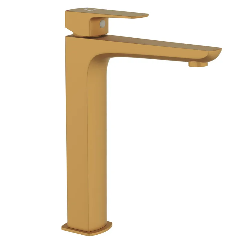Jaquar Kubix Prime Gold Matt PVD Extended Mono Basin Mixer in Gold Matt