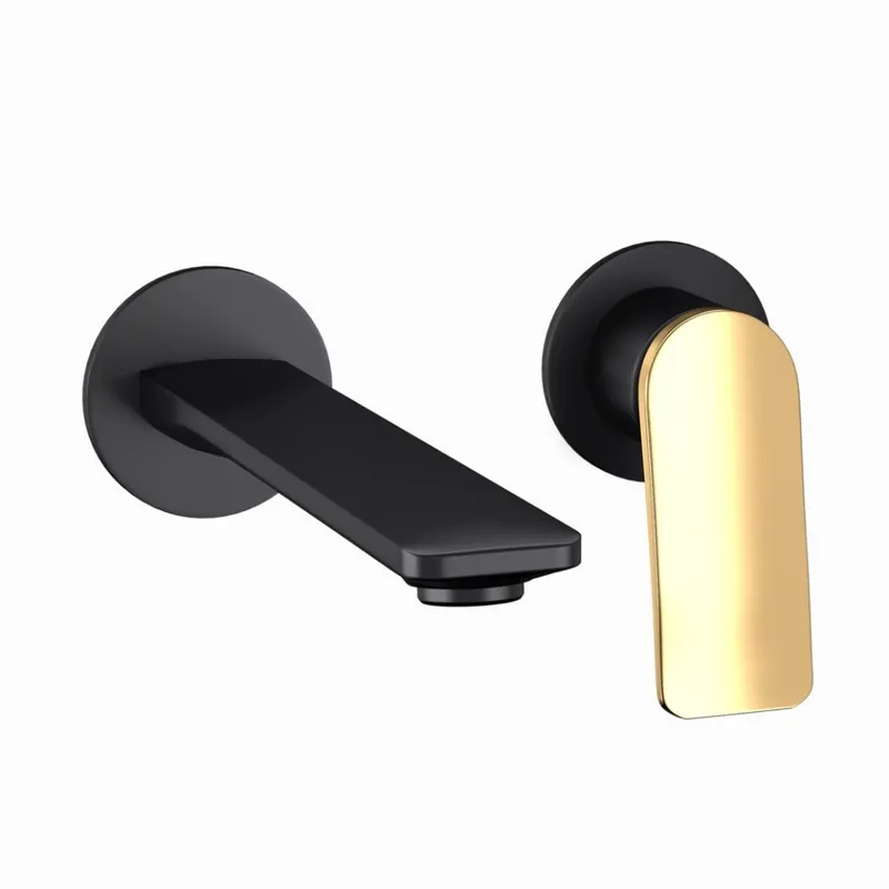 Jaquar Laguna Gold Matt PVD | Black Matt Exposed Parts kit of Single Lever Basin Mixer Wall Mounted in Gold Matt PVD | Black Matt