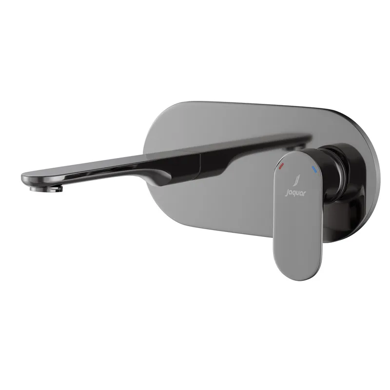 Jaquar Opal Black Chrome Prime 2-Hole Wall-Mounted Basin Mixer in Black Chrome