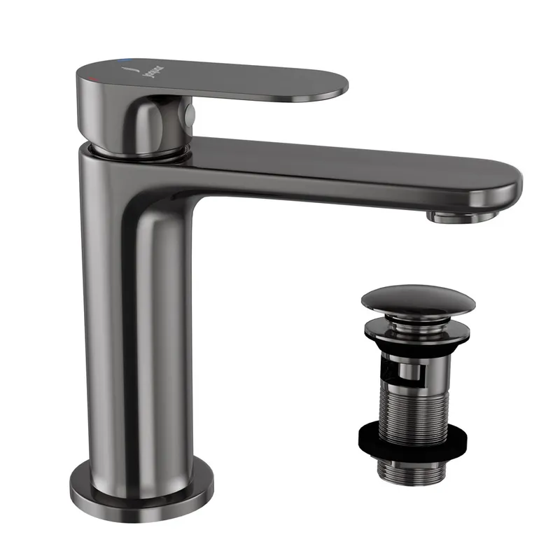 Jaquar Opal Black Chrome Prime Mono Basin Mixer Includes Compatible click clack waste in Black Chrome
