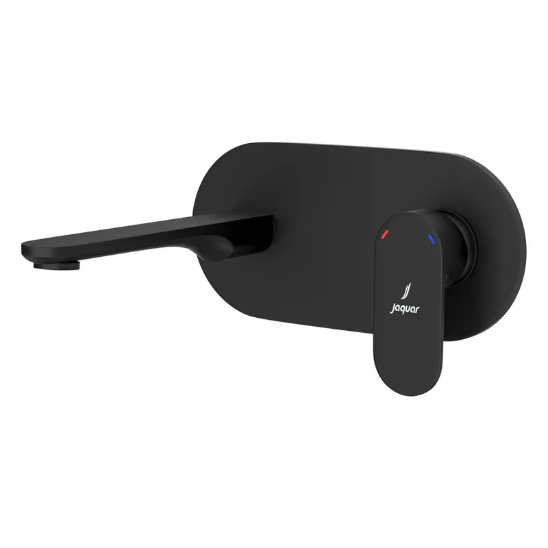 Jaquar Opal Black Matt Prime 2-Hole Wall-Mounted Basin Mixer in Black Matt
